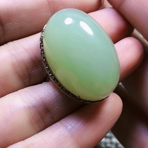 和田玉银S925镶嵌戒指