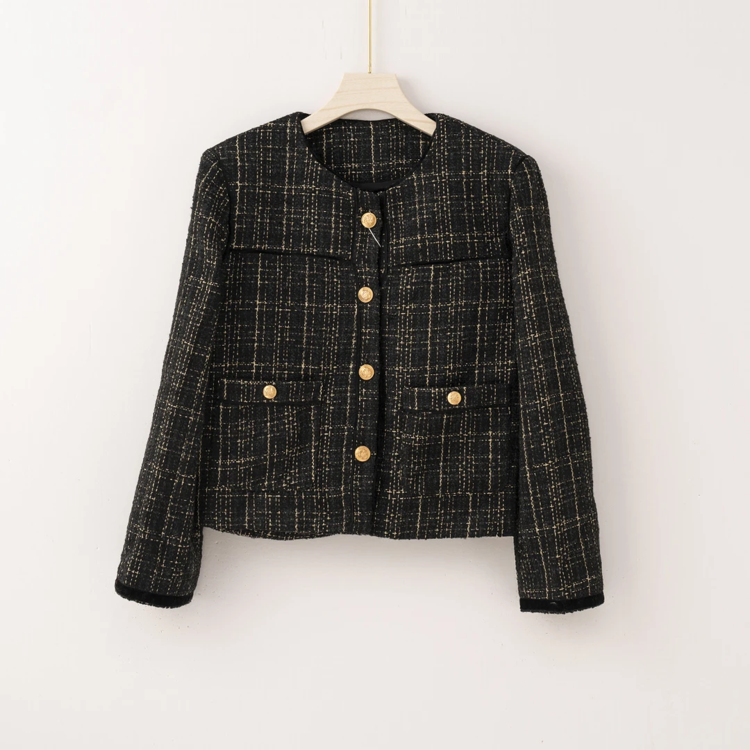 【特价-占单者限购】Q2113小香风黑白撞色编织外套宽松复古女高级