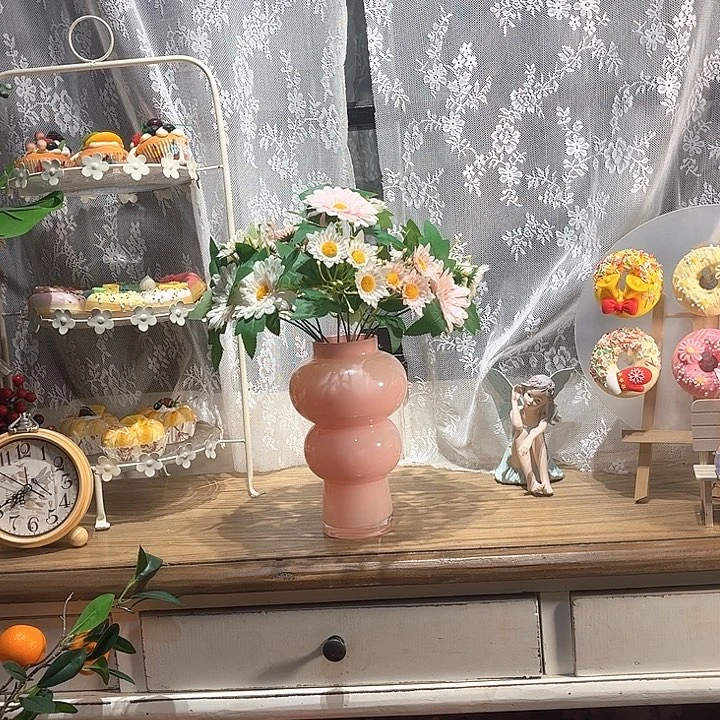 陶瓷仿真花套装玻璃花瓶