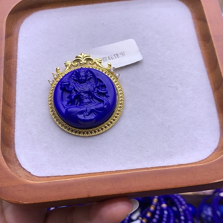 岁***月青金石银S925镀金镶嵌吊坠