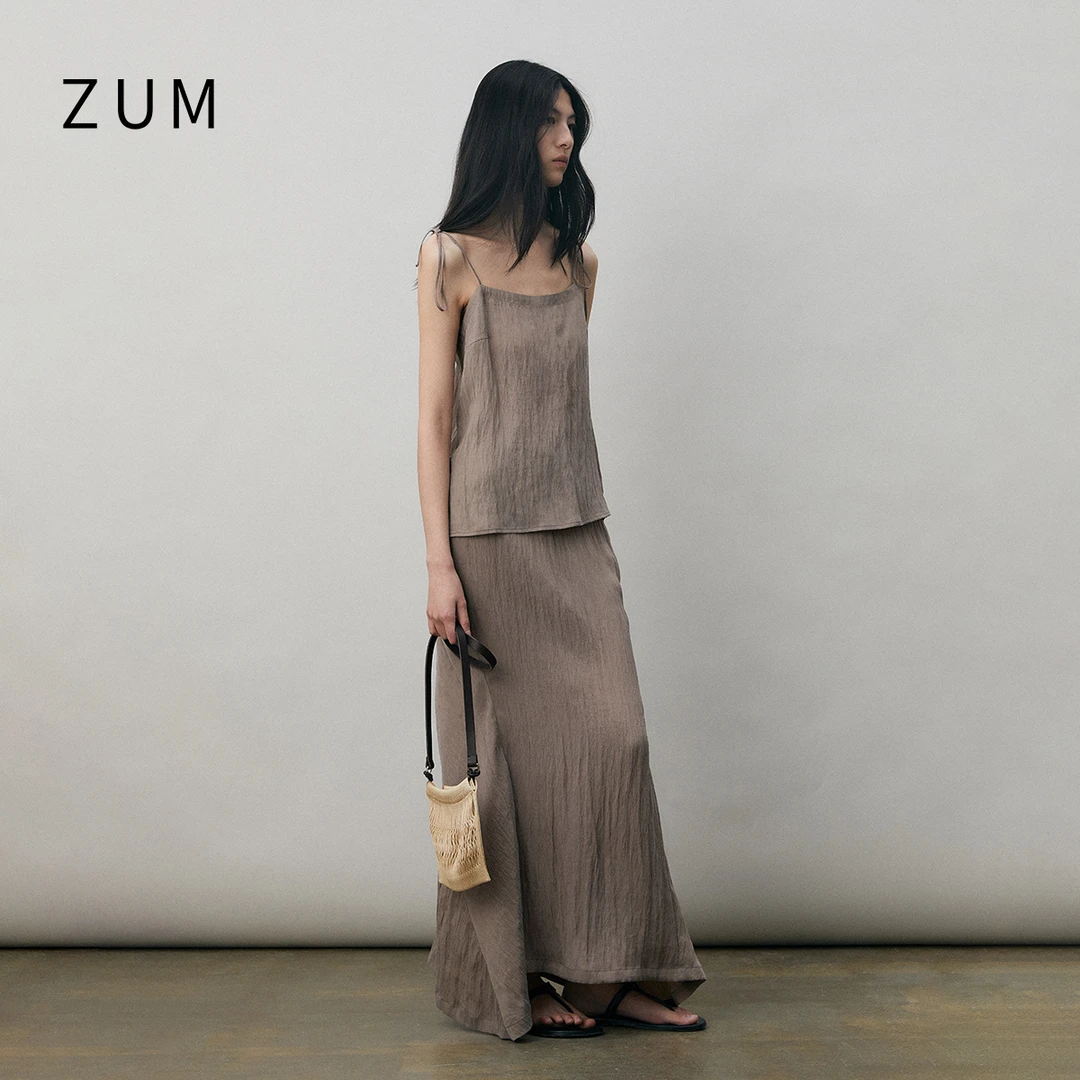 ZUM 宽松背心吊带女新款25夏清凉透气鱼尾半裙A字裙子半身裙套装