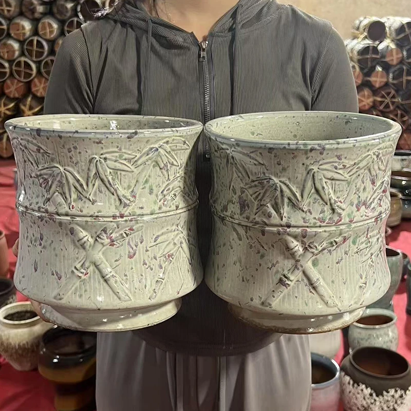 094高端宜兴紫砂花盆大口径陶瓷清仓高21口20