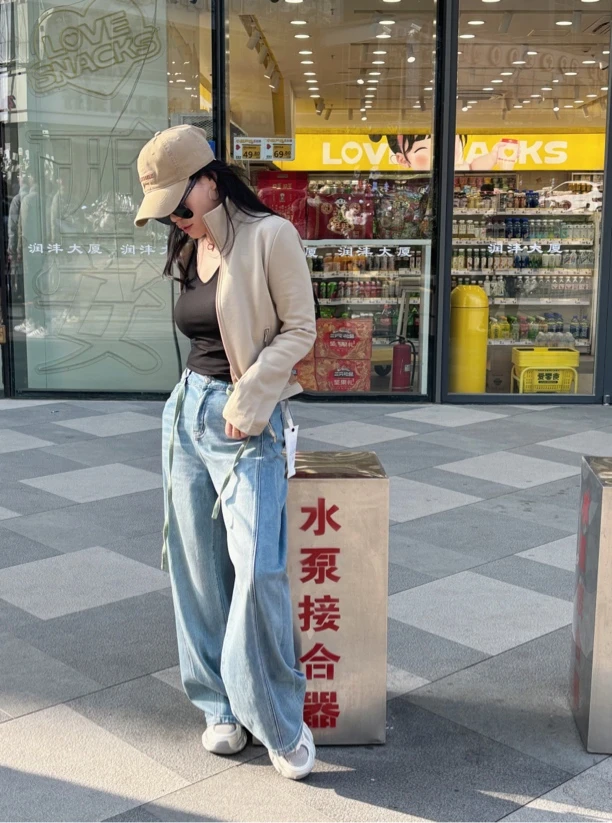 XR家欧货阔腿牛仔裤