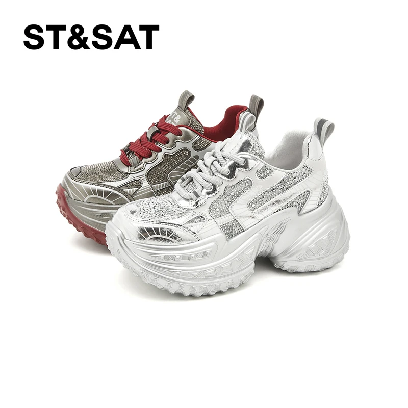 星期六厚底增高老爹鞋女款2025夏季新款网面透气机能风运动鞋女鞋