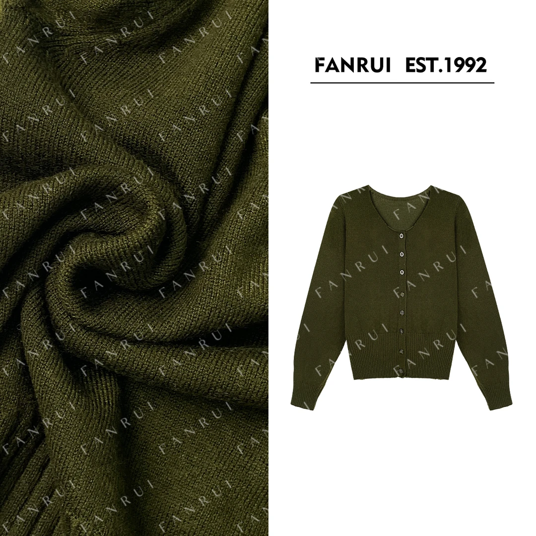 FANRUI/泛芮「墨染秋林」羊毛混纺轻奢高级感减龄针织衫开衫B17754