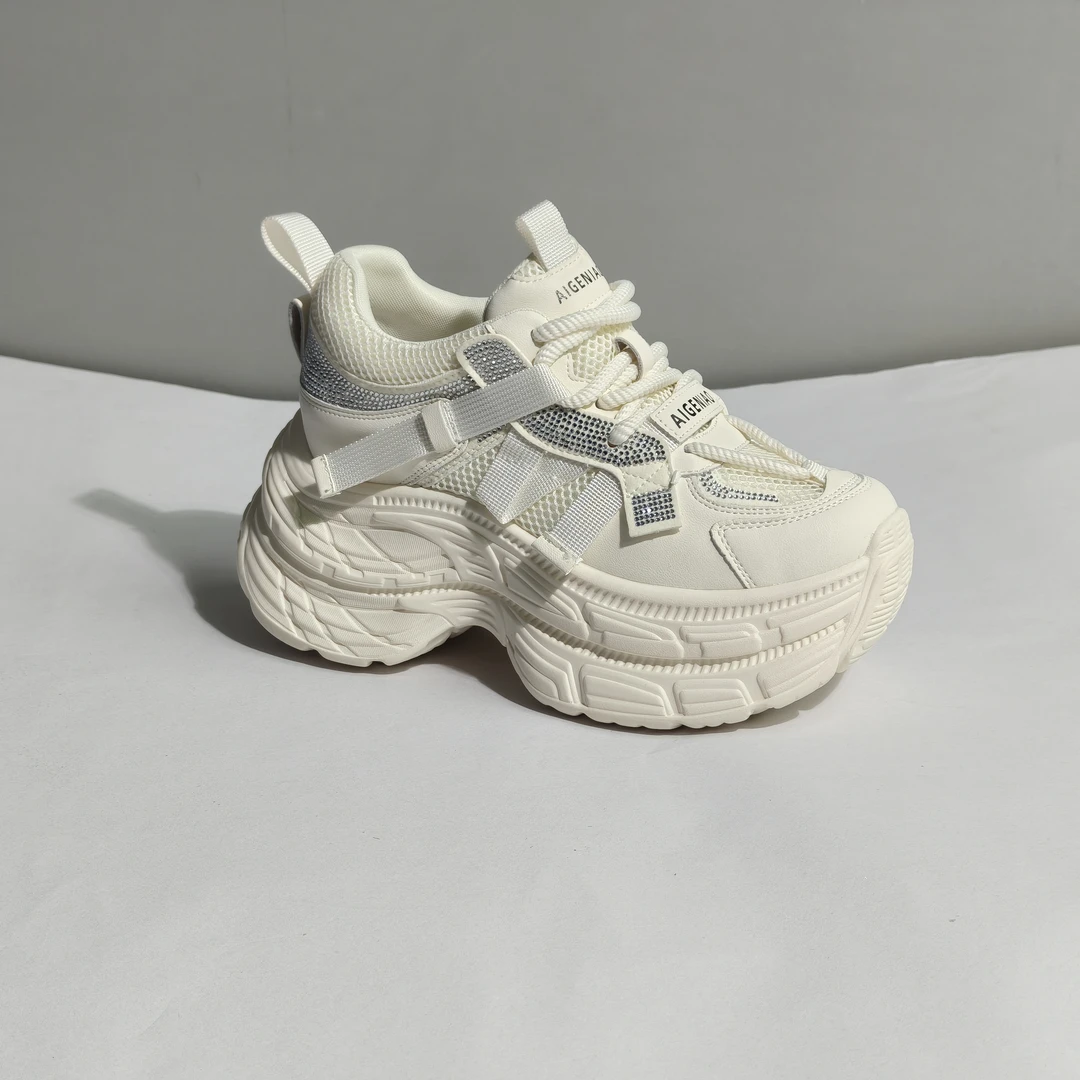 增高10公分透气网面老爹鞋女2025春夏新款厚底百搭内增高女鞋