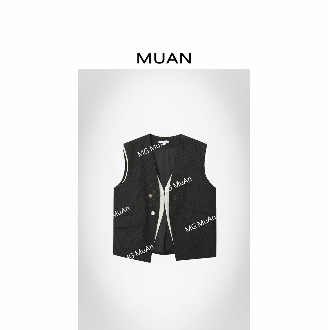 木岸MUAN:《伯克利马甲》定制英伦通勤高级简约拼接马甲女DG3-8919