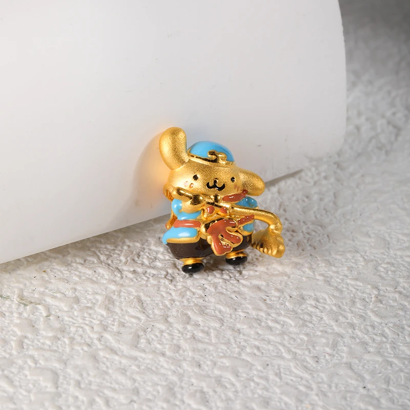 足金999八戒布丁狗烤漆3D硬金手串