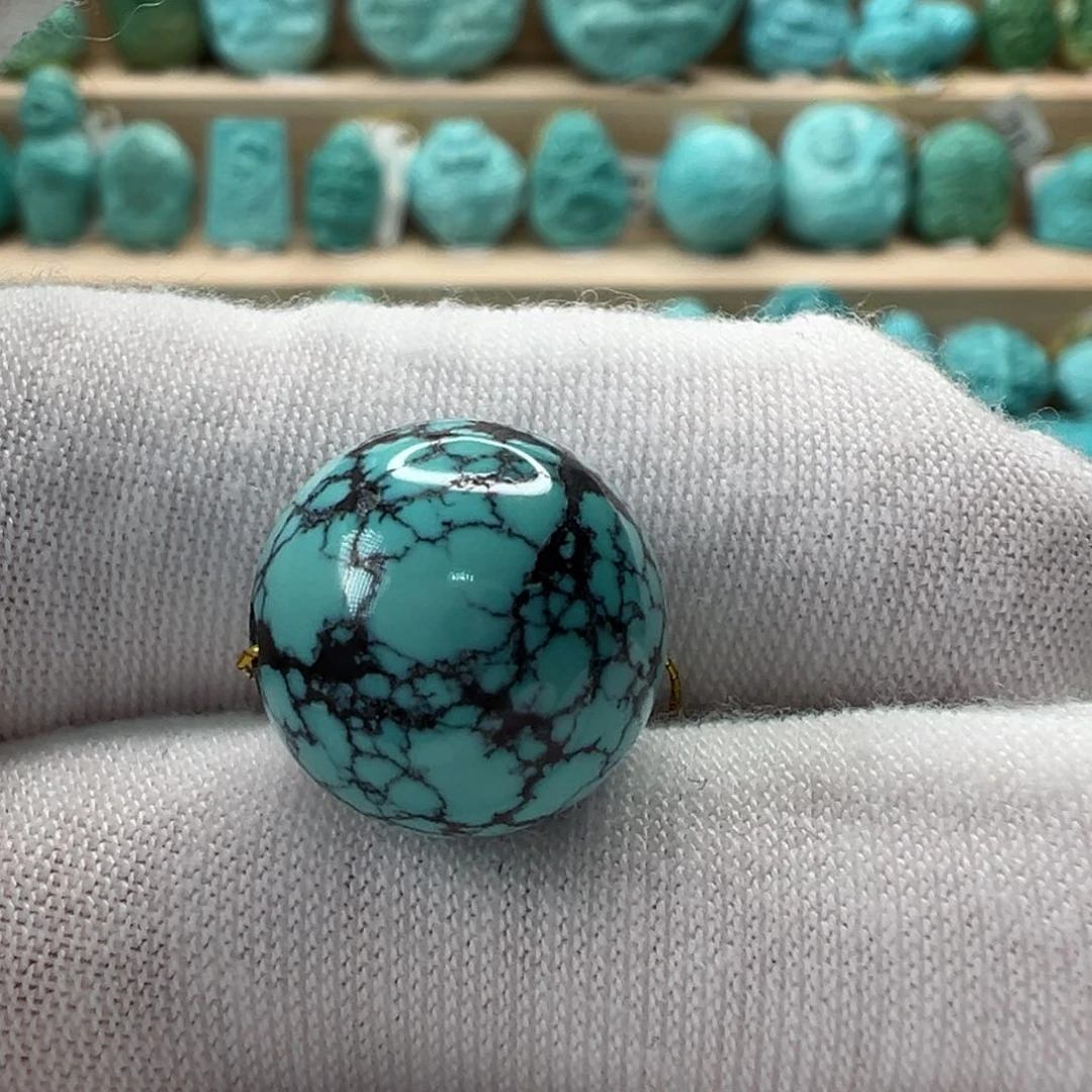 未镶嵌绿松石圆珠13.5mm