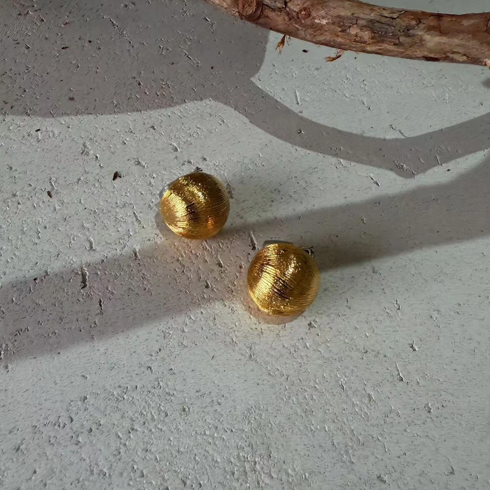 铜合金耳饰 日杂风小众ins拉丝纹理小香风耳饰