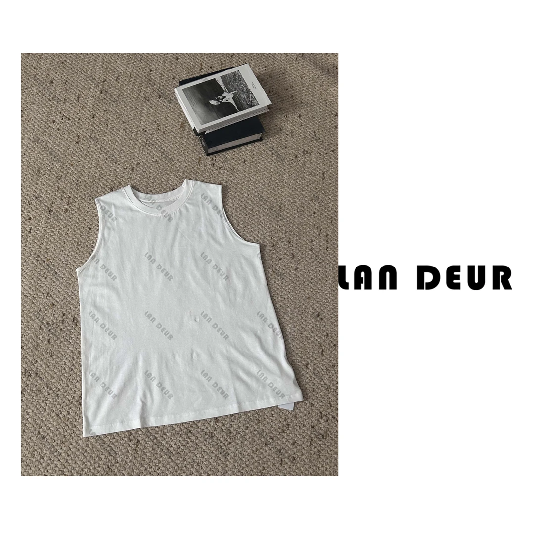 JIUJIU【夏意华梦】纯色舒适透气吸汗无袖背心罗纹圆领百搭上衣