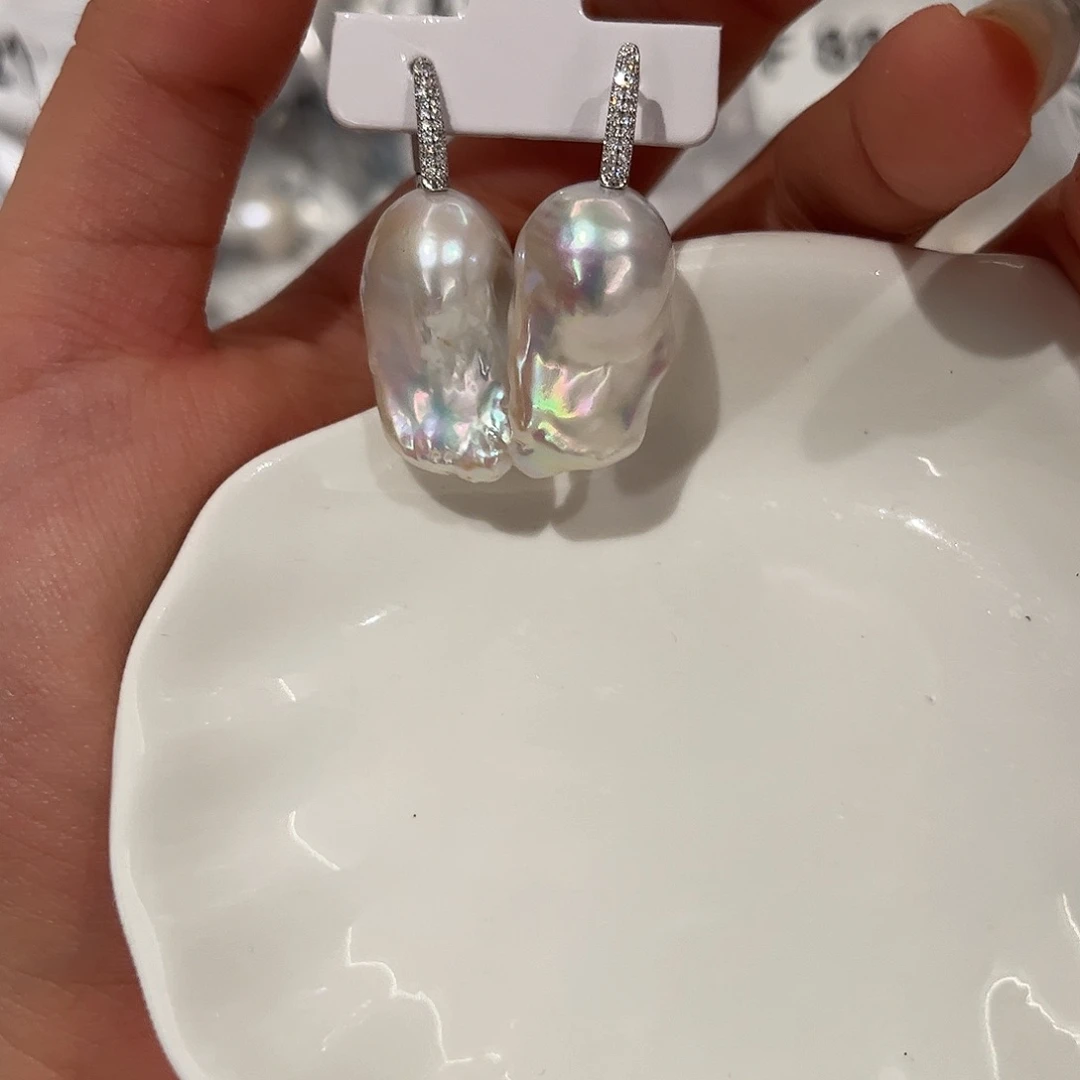 合金淡水珍珠耳饰