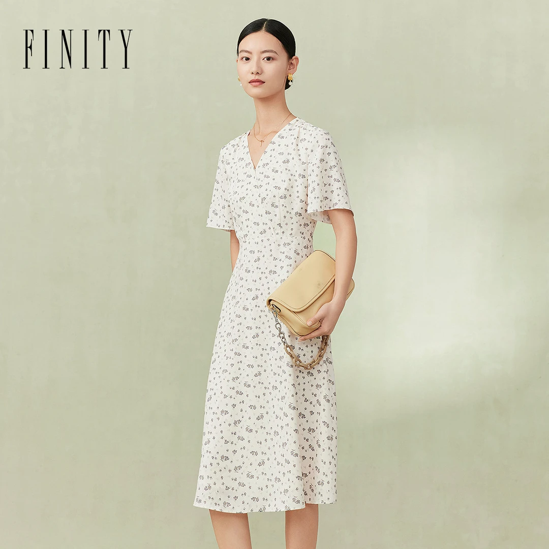 【粉丝专享】FINITY 新款气质连衣裙碎花时尚复古收腰 F21X3B09L3