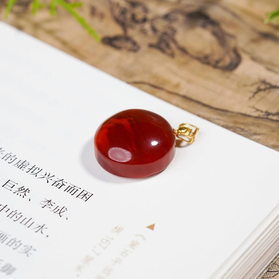 【小涵专属】18K南红厚装小圆牌吊坠 多样性发一 18*8
