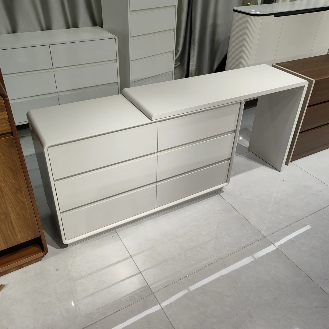 浅灰色实木加厚面板伸缩妆台