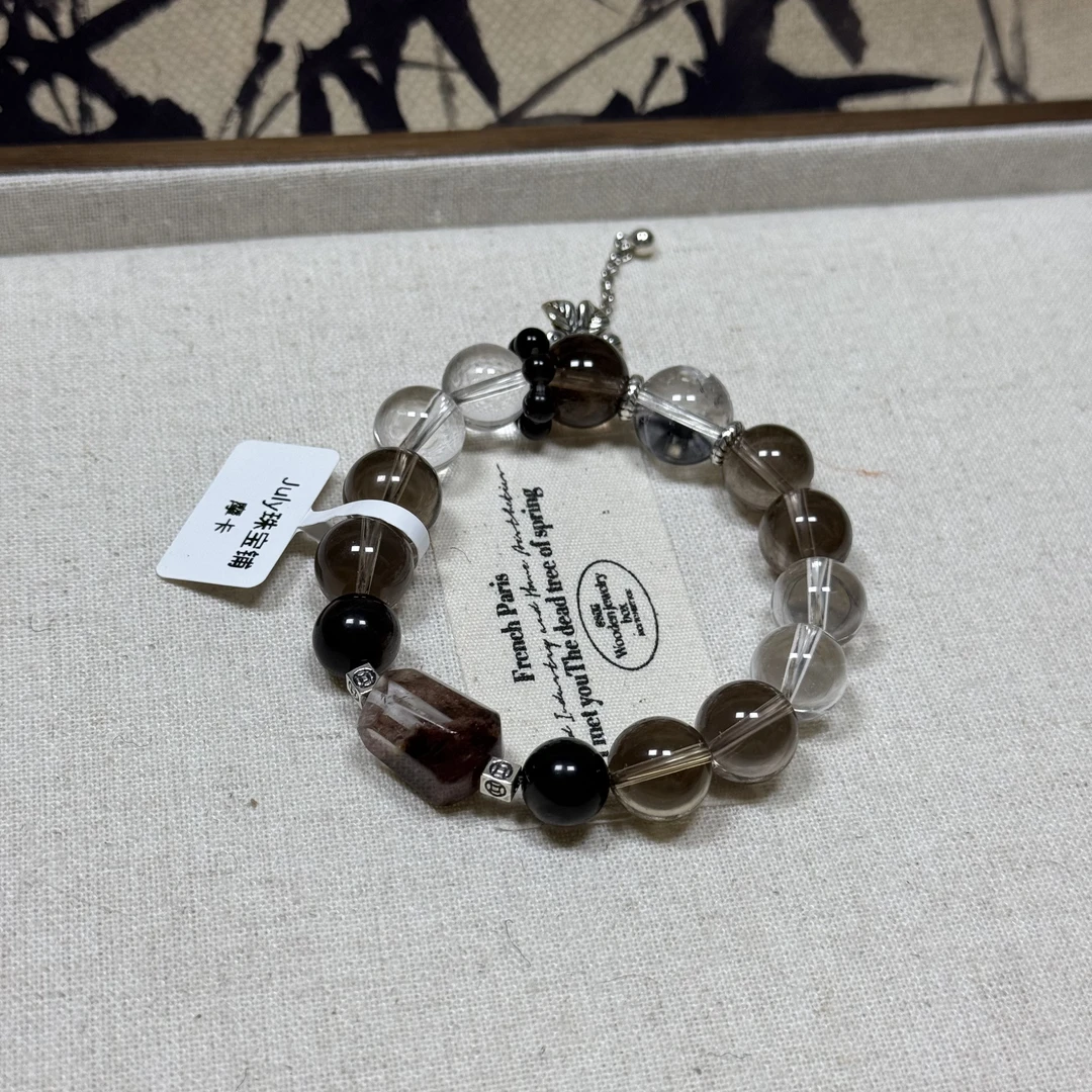 【摩卡】茶晶 白水晶 设计款手串