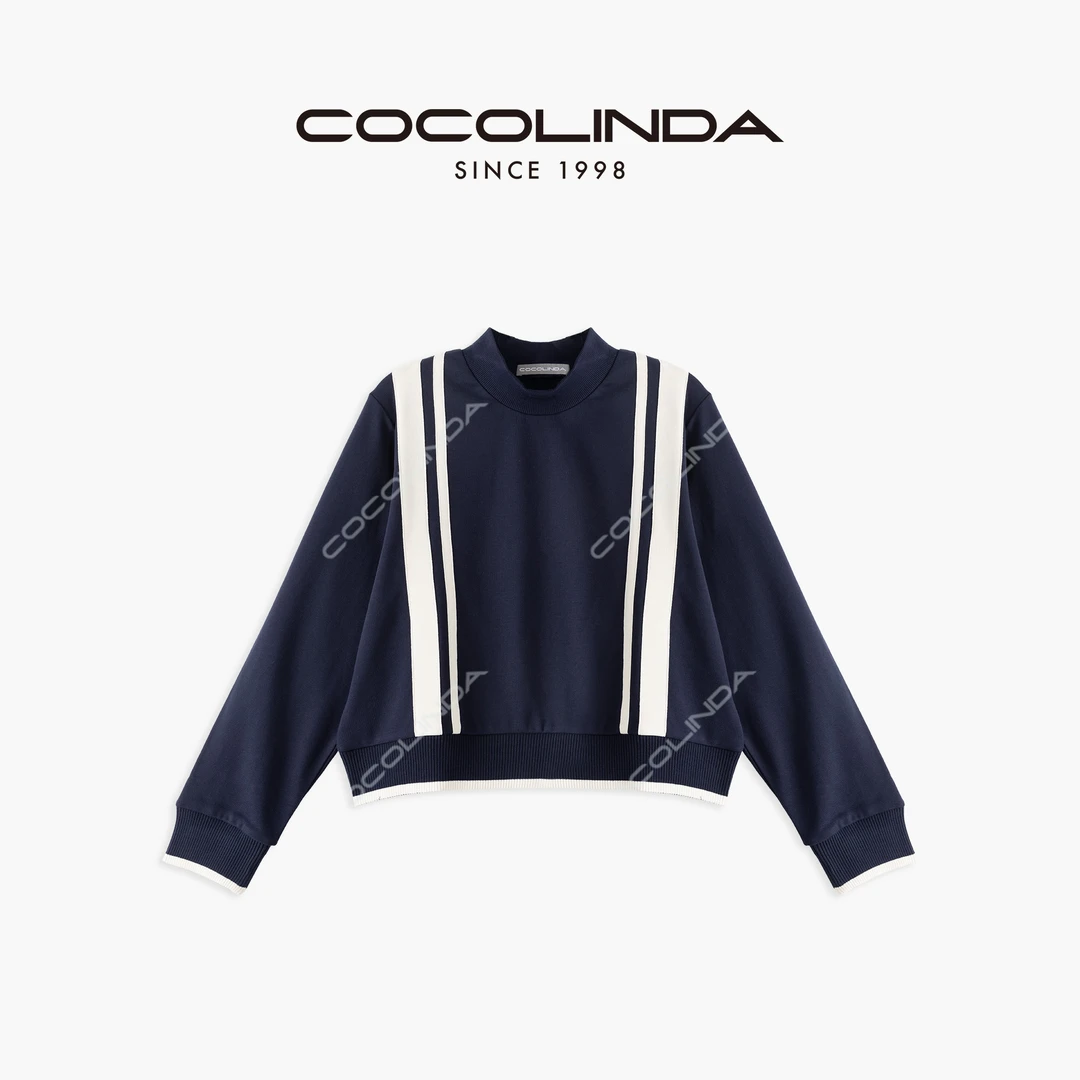 COCOLINDA | 棉质撞色立领网球服运动卫衣T2773