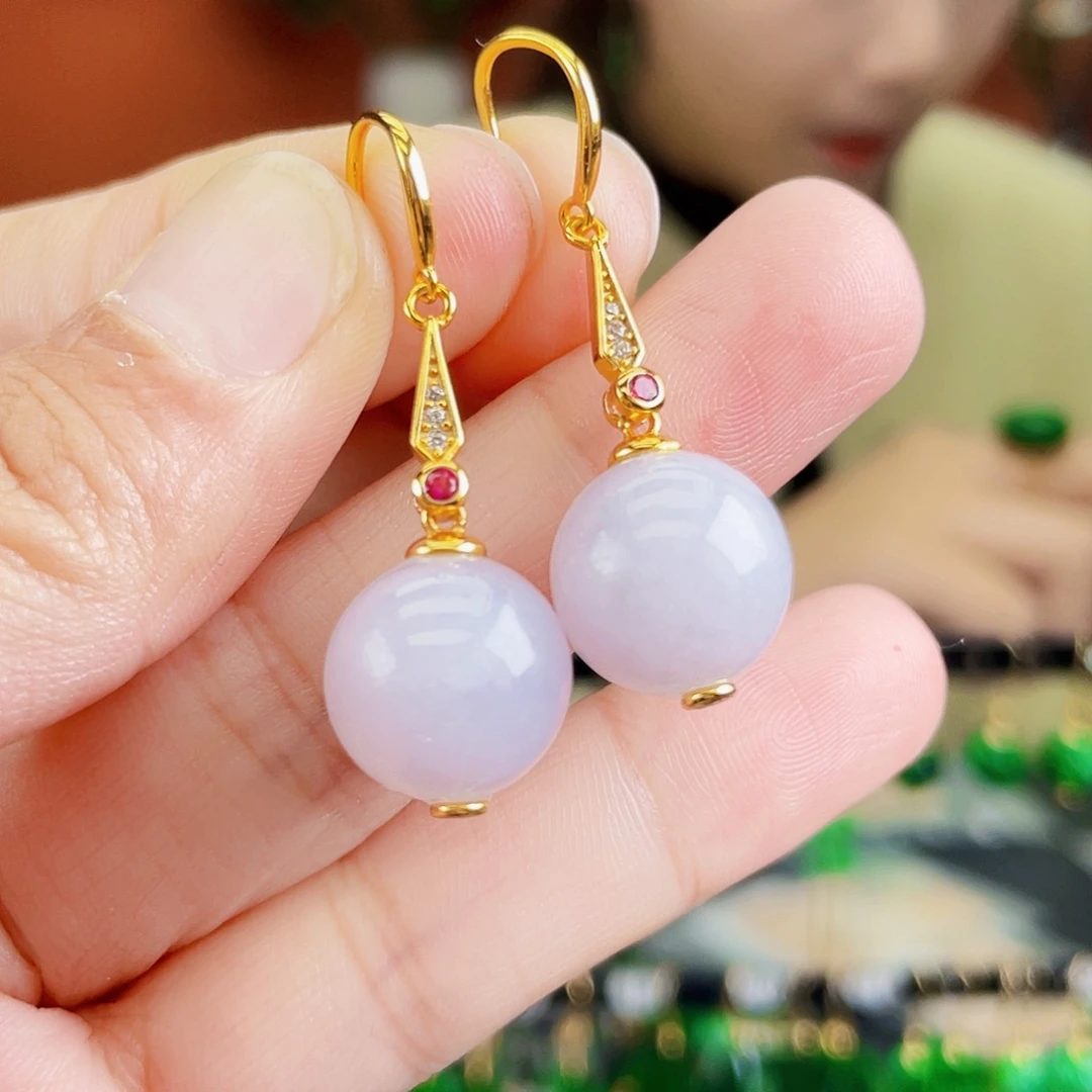 翡翠银S925镶嵌耳饰