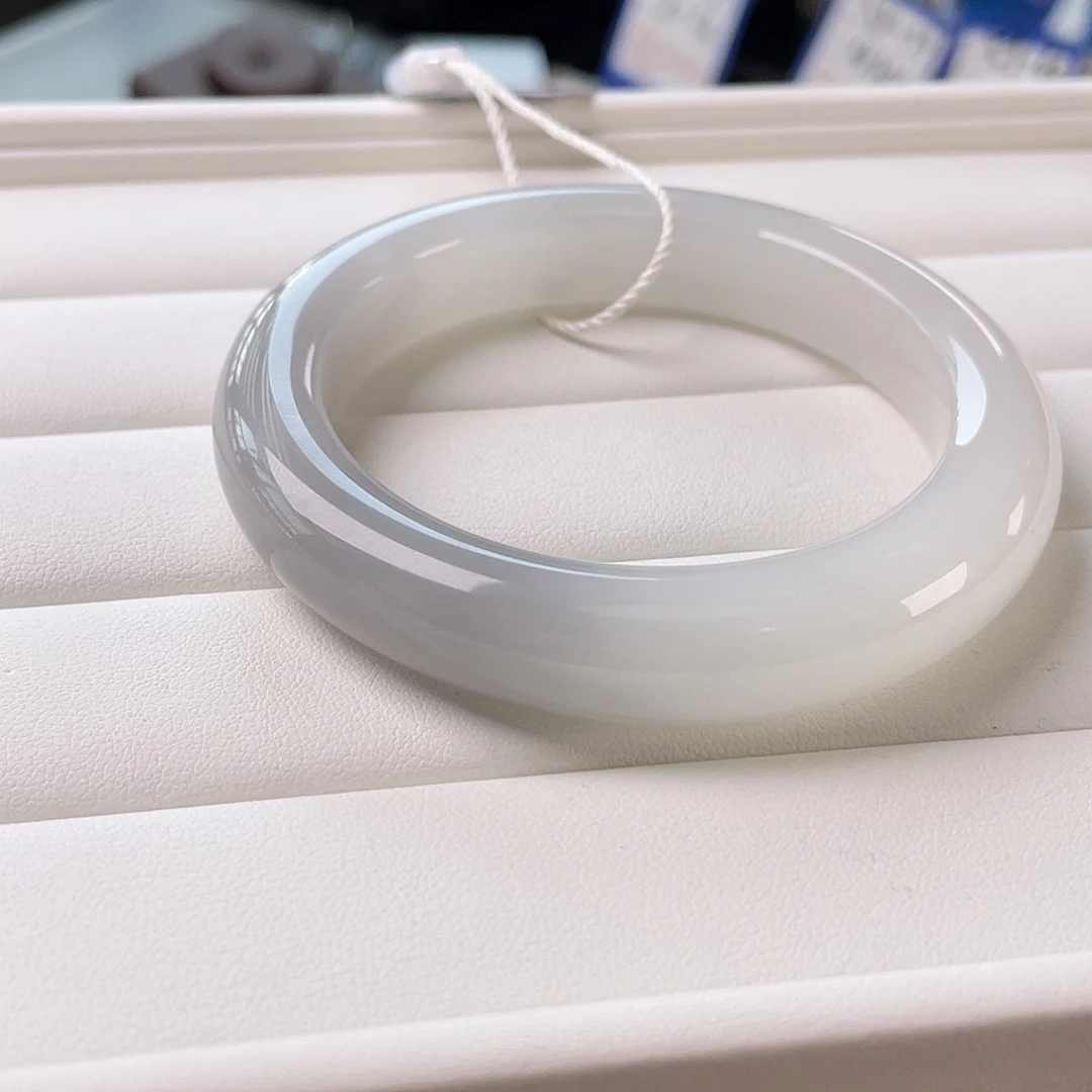 和田玉未镶嵌手镯烟紫半山水  不包容 特色捡漏