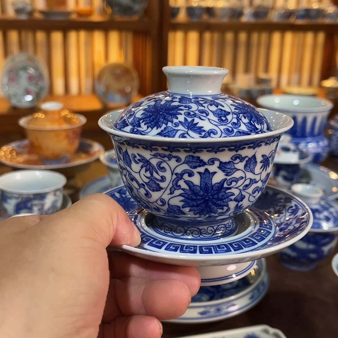 錡镇堂手工手绘盖碗