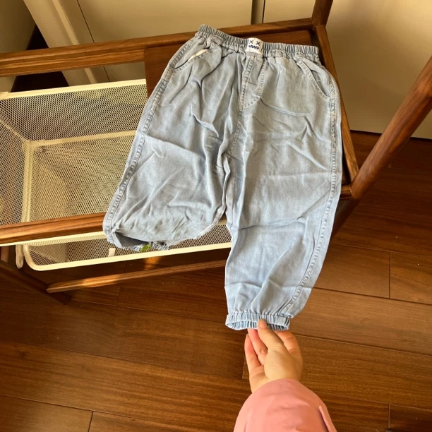 【编号R602】GK3208-06-儿童带标牛仔束脚裤 浅蓝色-GMF