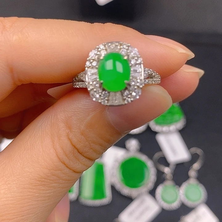 翡翠银S925镶嵌戒指