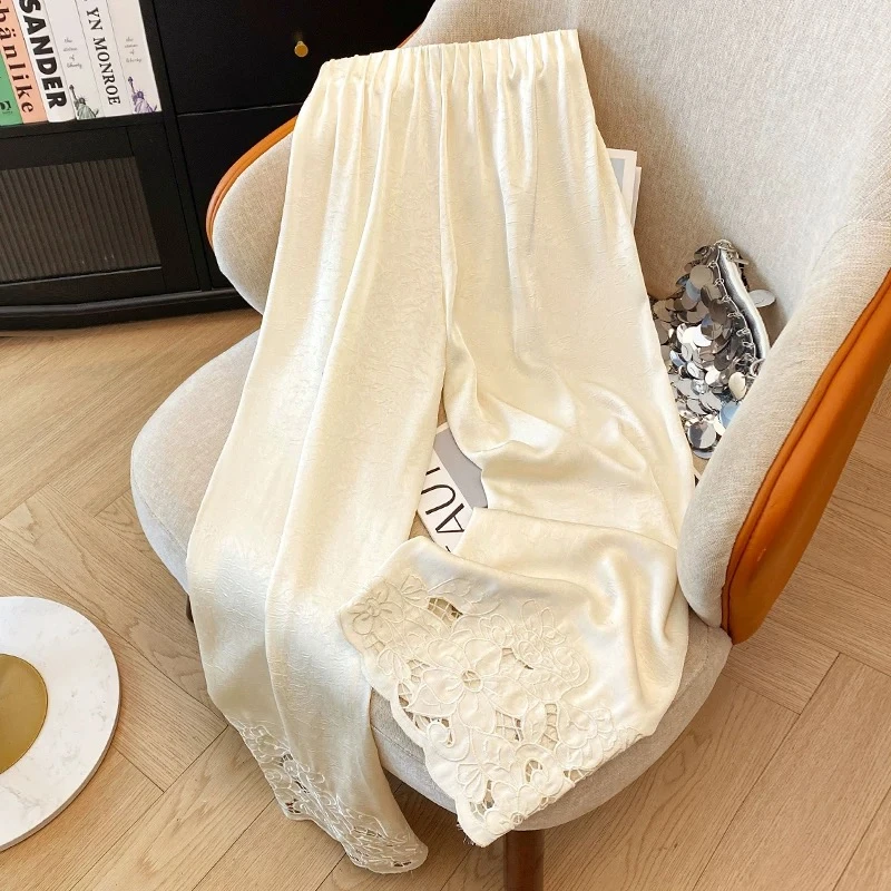 香云纱重工提花蝴蝶休闲时尚百搭裤
