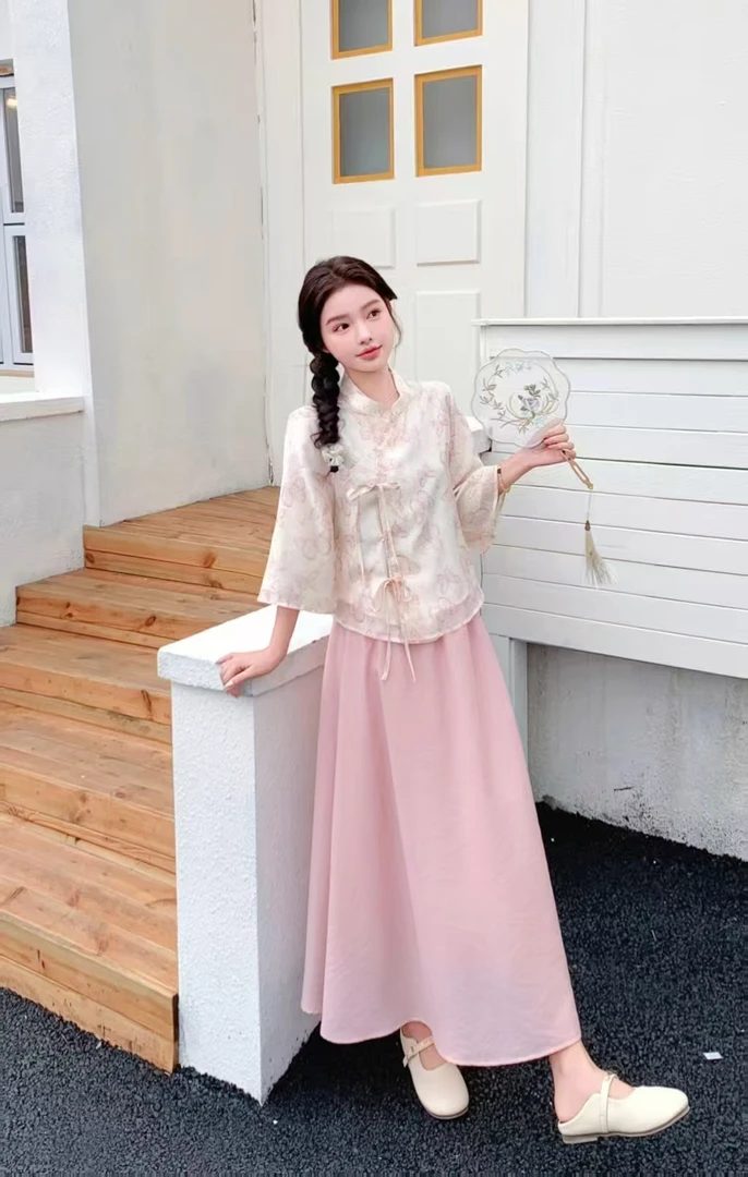 1161【衣长50裙长88】新中式国风半身裙套装女夏日绝美穿搭新款汉服