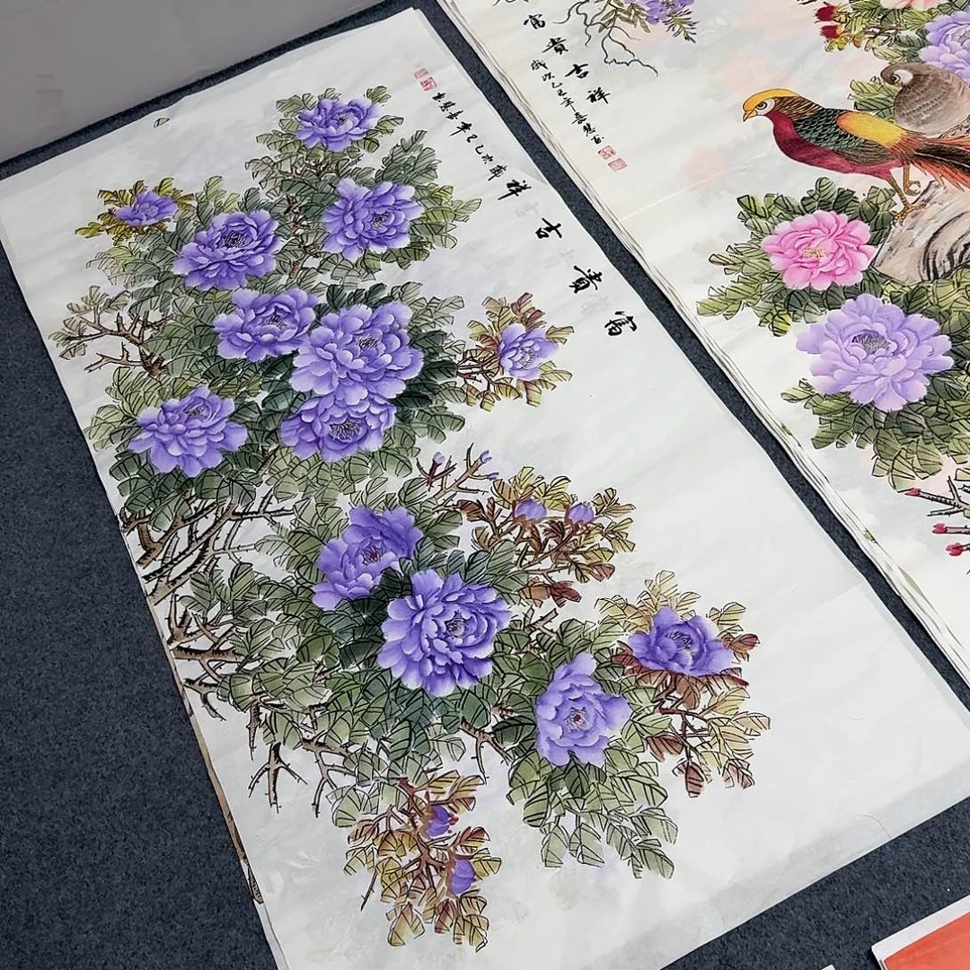 国画四尺尺寸70X140纯手绘作品