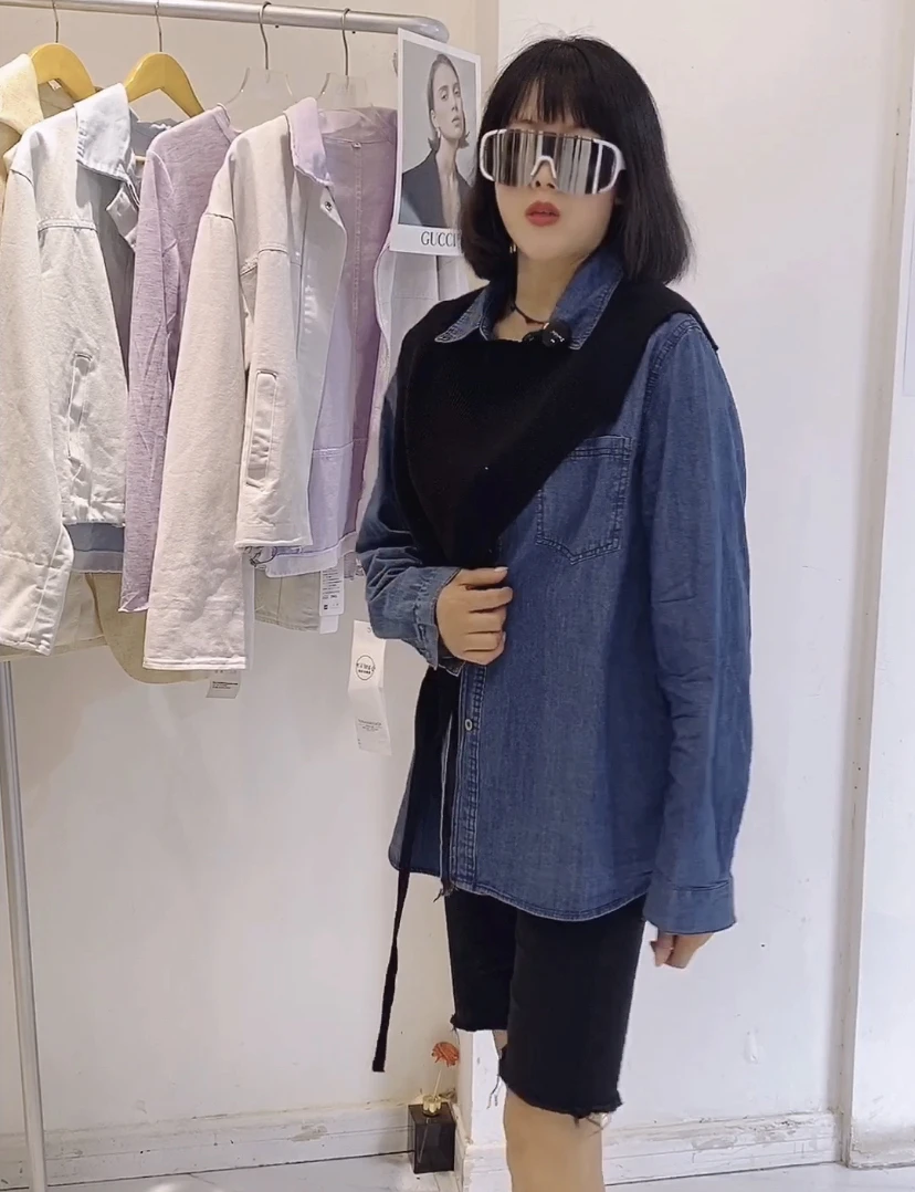 韩版披肩气质秋季针织纯黑色洋气时尚网红休闲