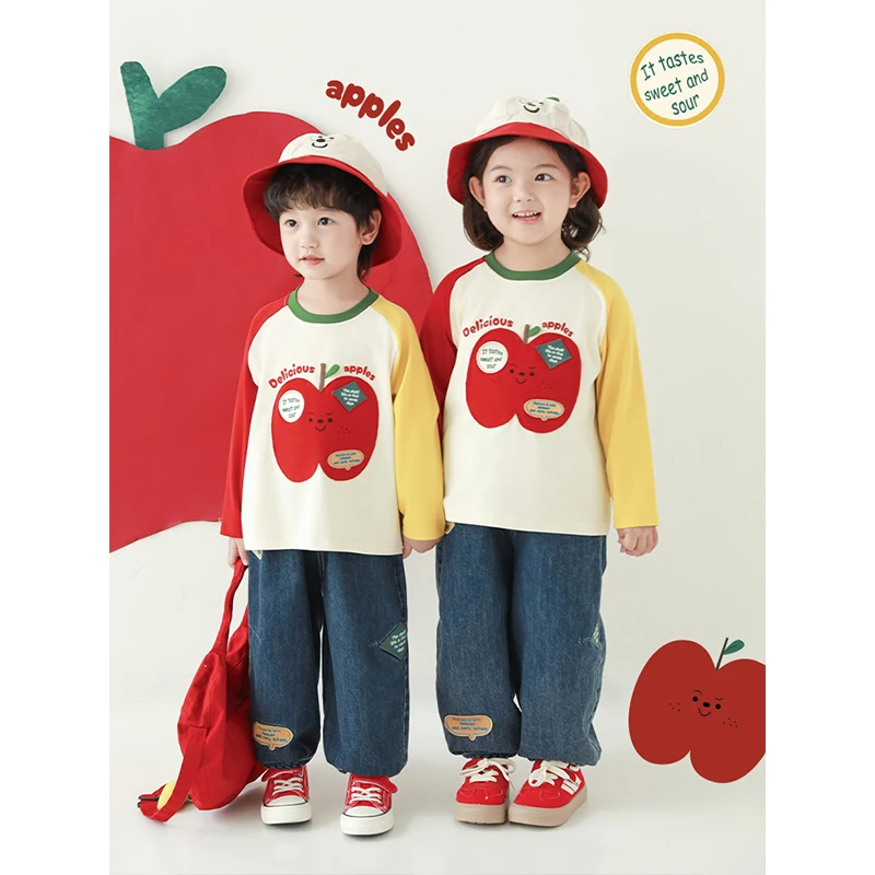 YOEHYAUL/幼悠春壹波【苹果达人】长袖洋气圆领针织女童T恤 GN5731