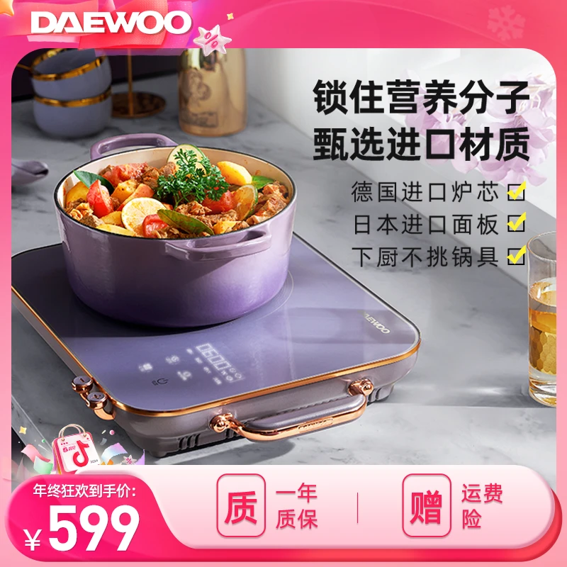 大宇电磁炉家用小型多功能蒸煮炖炒菜大功率不挑锅进口面板电陶炉