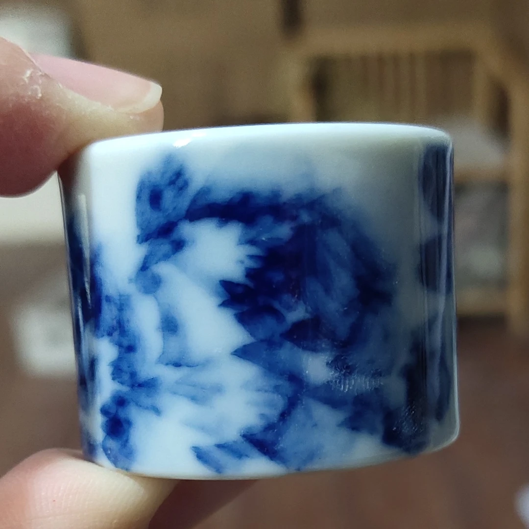 微瑕柴窑牡丹扳指微
