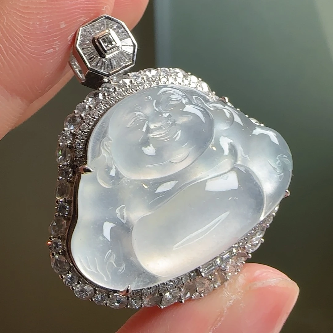 翡翠18K金镶嵌颈饰天然翡翠