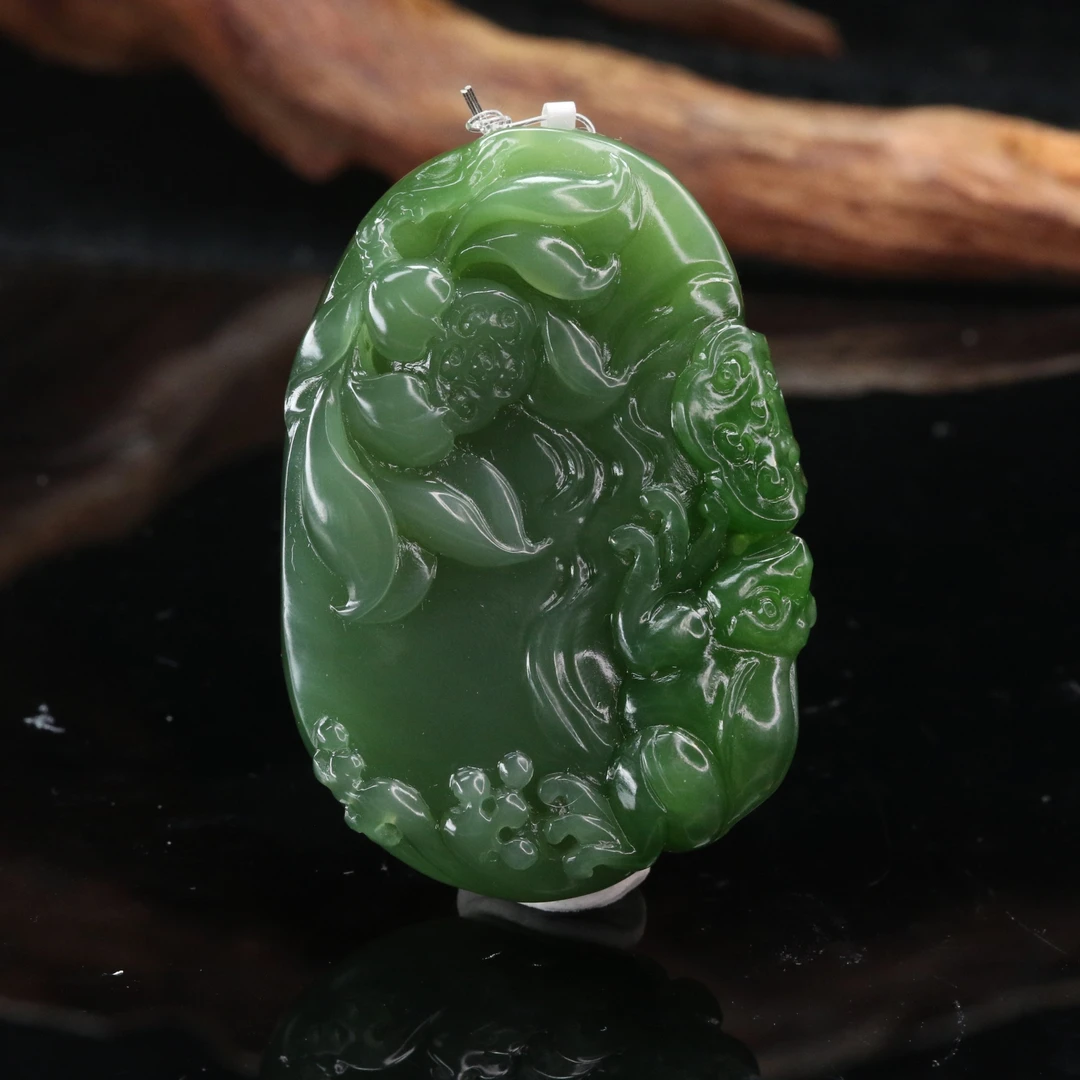 13和田玉碧玉吊坠/000350上海嘉禾拍卖