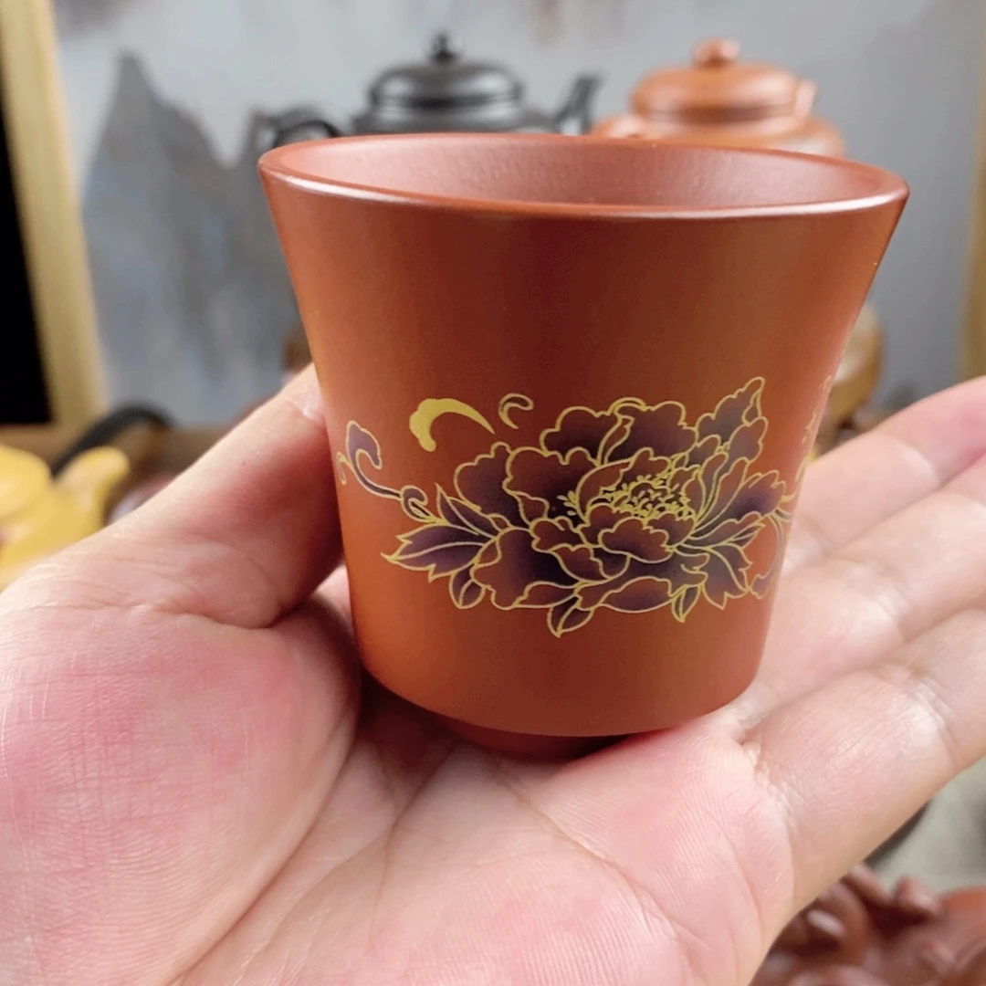 紫砂壶紫砂 血红鸡冠杯