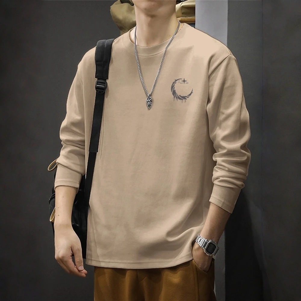 仓石一树潮牌圆领内搭长袖T恤2025秋季新款ins纯色百搭打底衫上衣