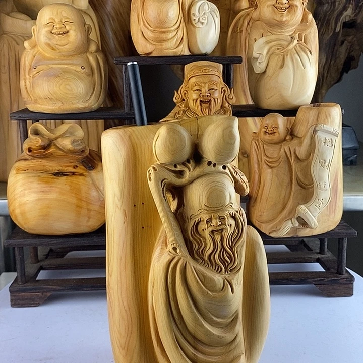 柏木（崖柏）崖柏寿星笔筒