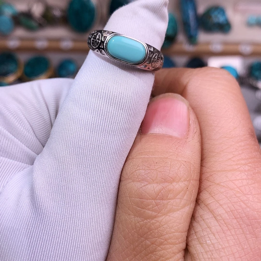 绿松石挂件银S925镶嵌