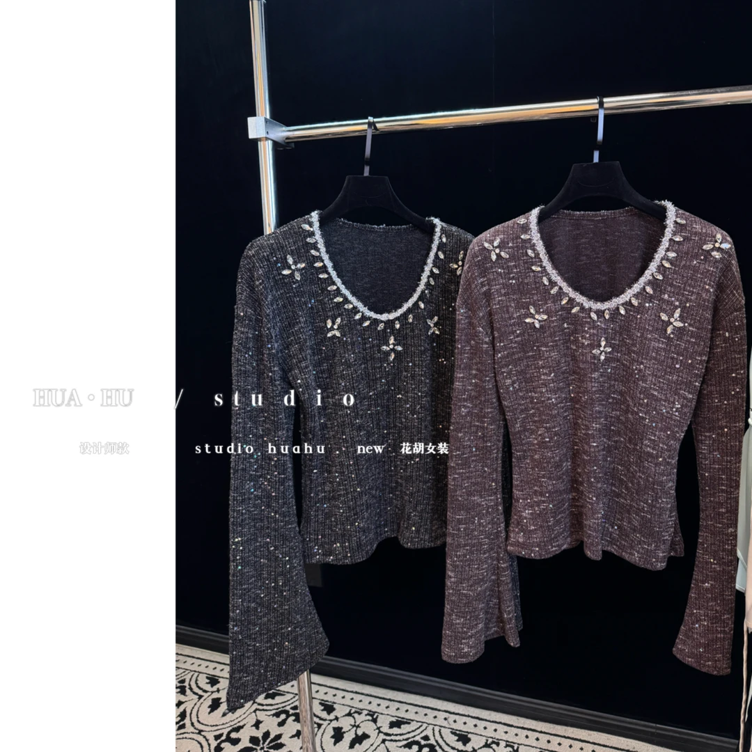 【宝格薇】买手店｜轻奢重工定制喇叭袖新款上衣秋冬9252#卡码拍小