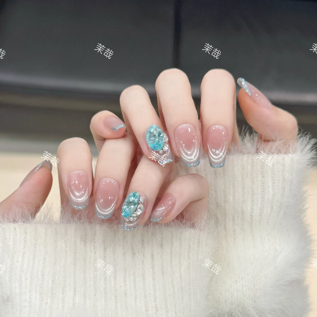 茉哉【海岸线】纯手工定制美甲拆卸穿戴甲A4171