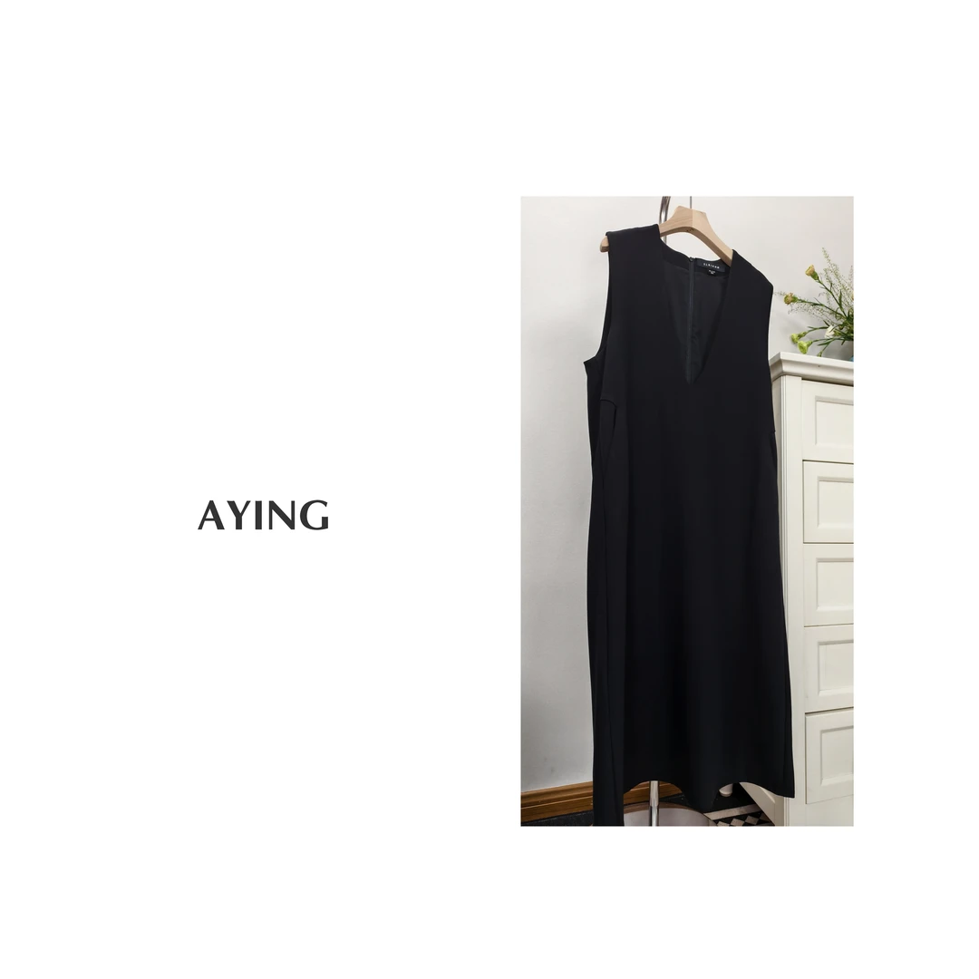 AYING  女士秋冬    特价轻奢极简斜纹无袖连衣裙