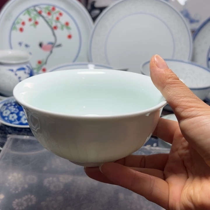 隐青釉5寸的饭碗口径13厘米