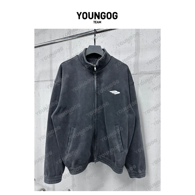 YOG【3M立领洗水加绒外套】660克秋冬潮牌复古做脏做旧男女同款