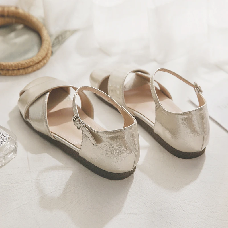 羊皮版~夏季绝美夏天配裙子的法式包头凉鞋女仙女风单鞋2025新款