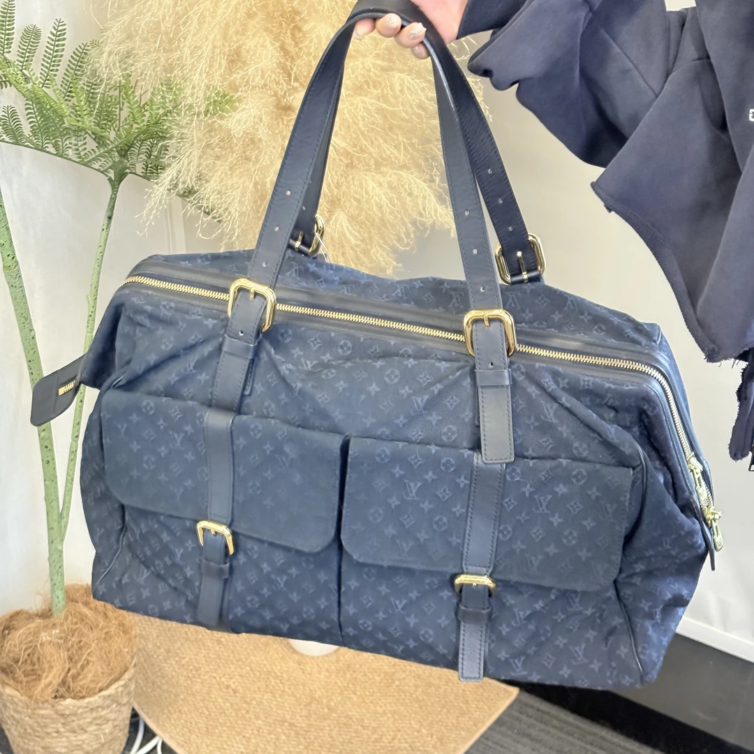 95新 LouisVuitton/路易威登 蓝色单宁老花旅行袋