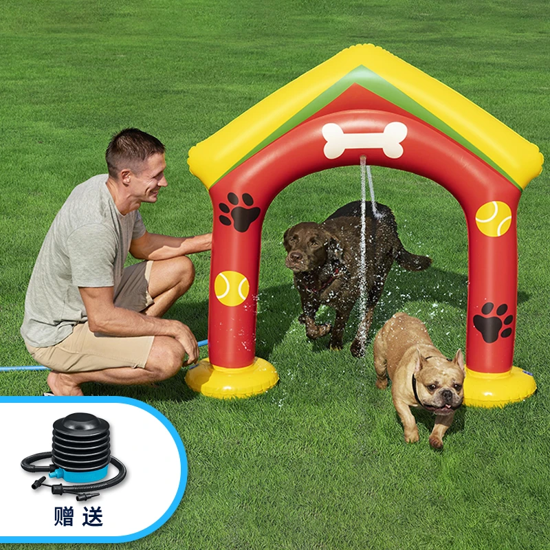 宠物拱门充气水上玩具戏水神器喷水拱门夏季玩水充气草坪游戏玩具