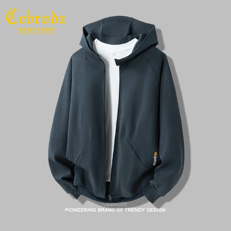 法国Cebrodz连帽拉链开衫卫衣男款秋冬季宽松休闲运动外套上衣男