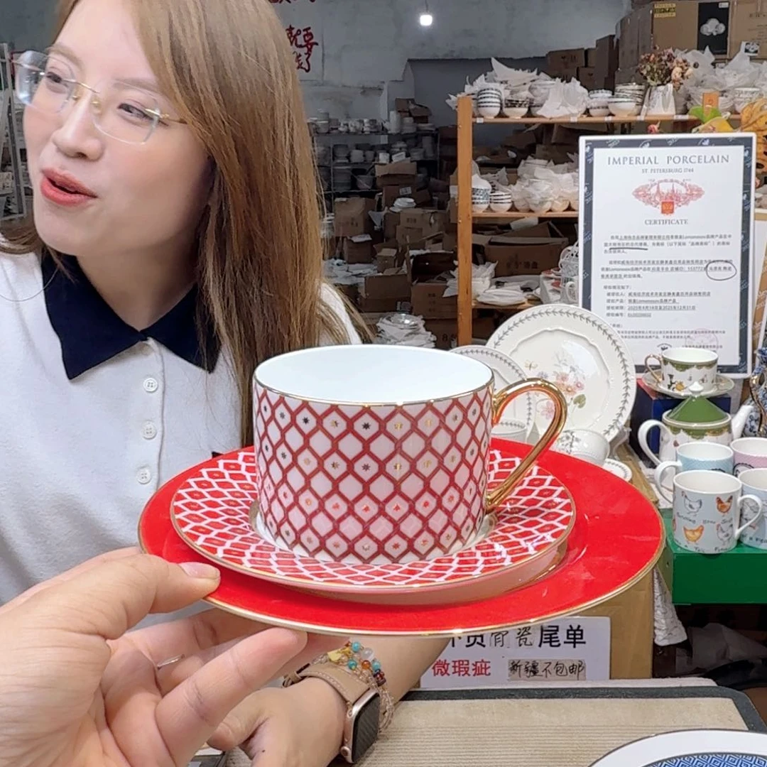 瓷启*瑕疵品不忒不还 杯碟➕小盘