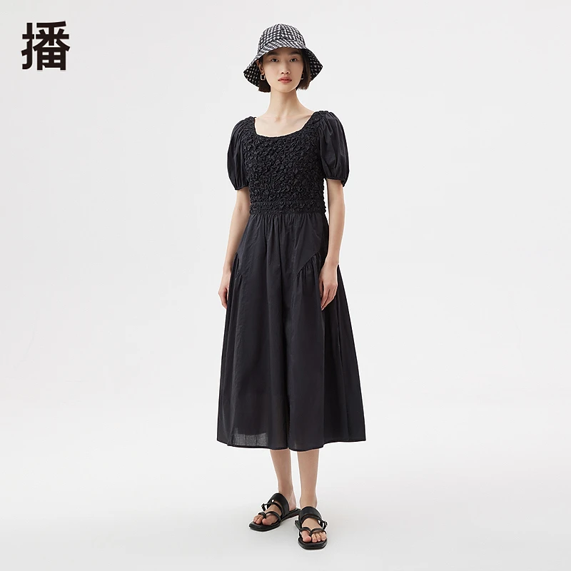 5047【赵老板专属】播黑色法式收腰连衣裙DDQ2LD5047婉约